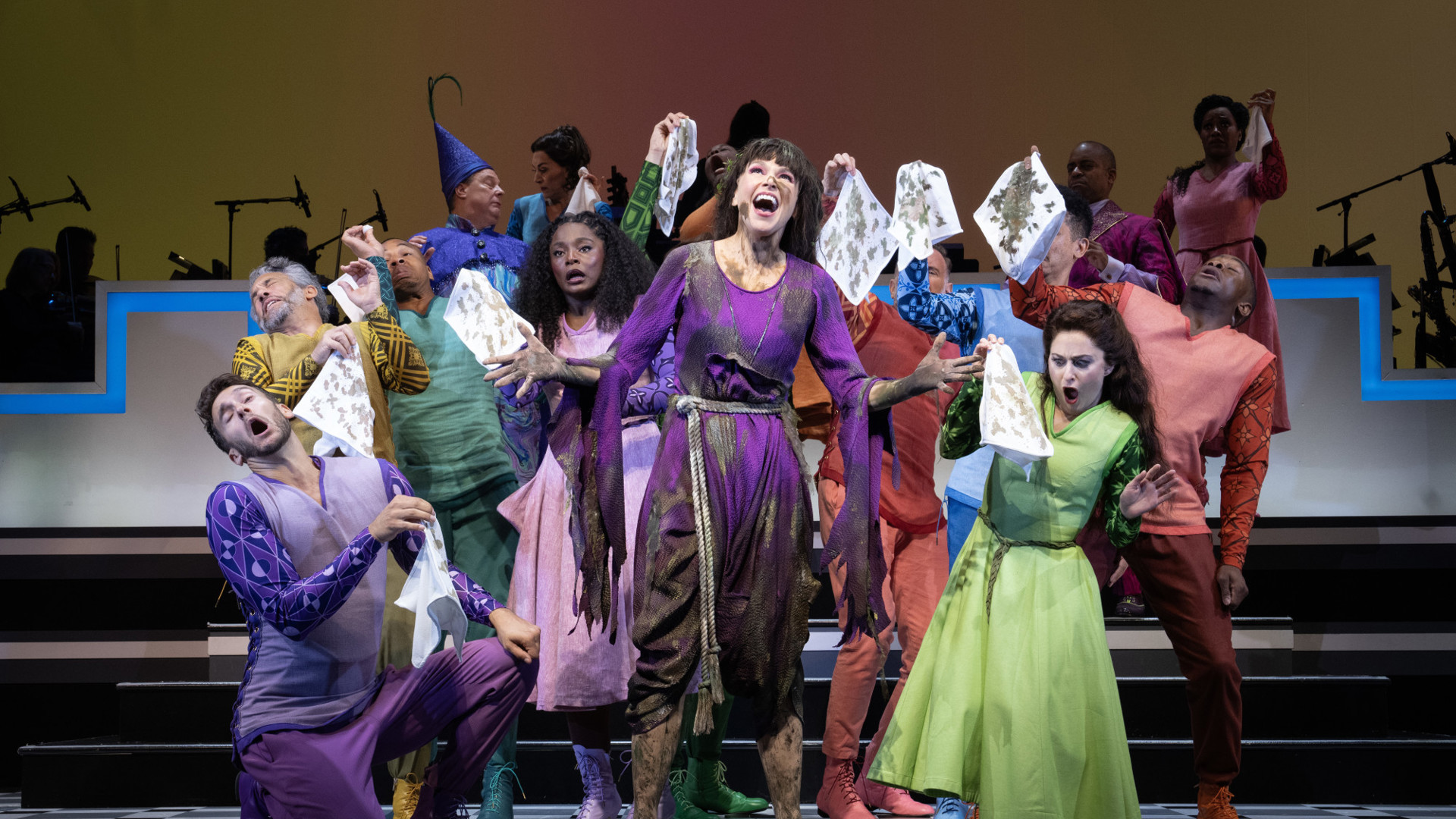 Cast of Once Upon A Mattress performing on stage