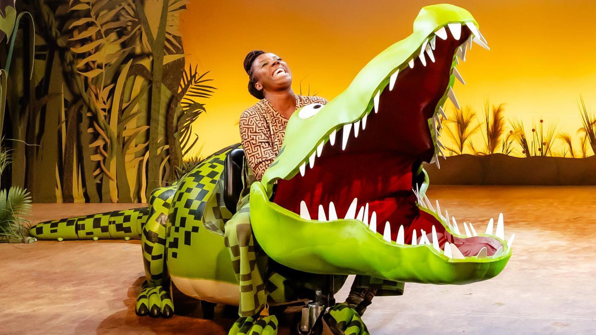 The Enormous Crocodile opening his jaws wide.